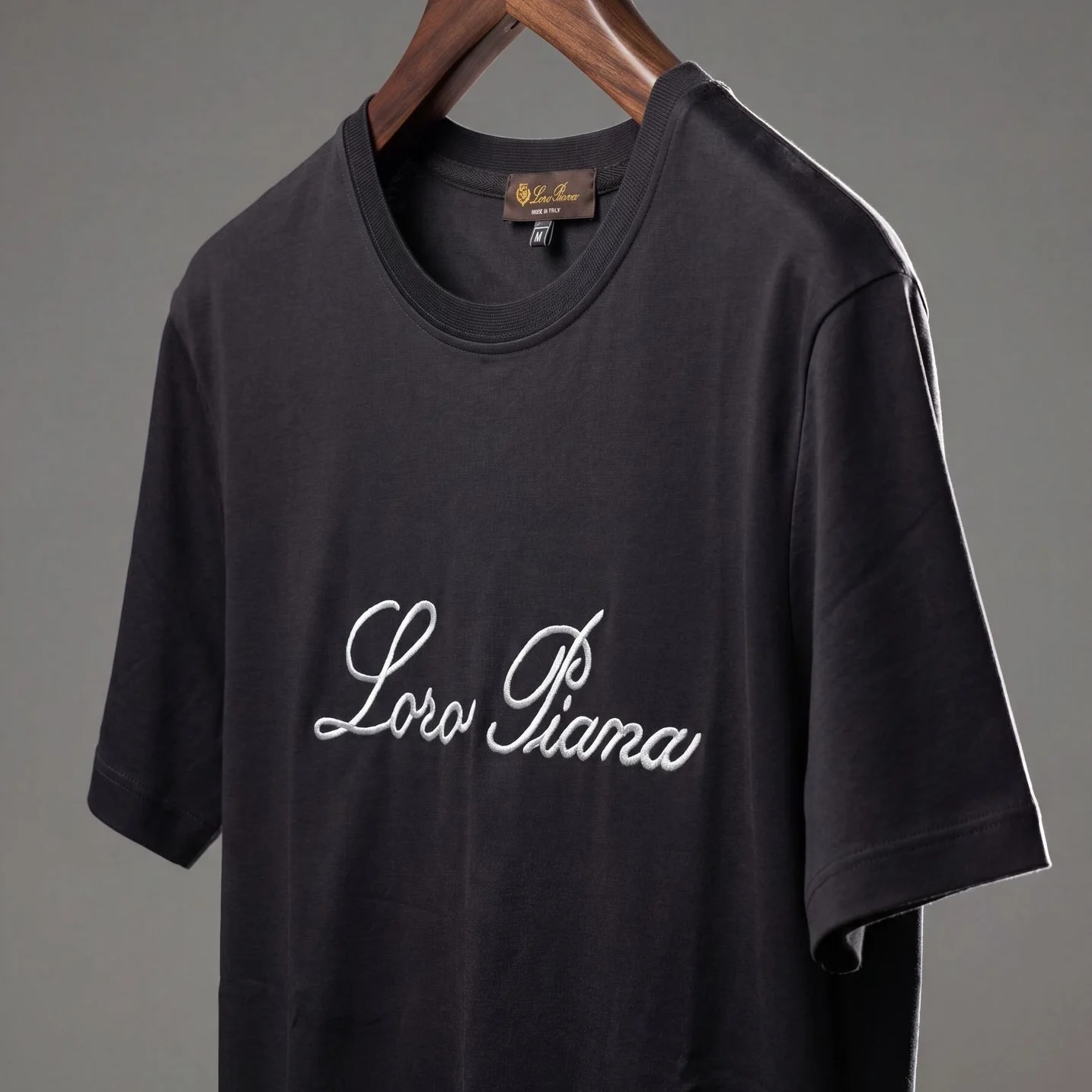 Loro Piana Men's Embroidered Script Logo T-Shirt